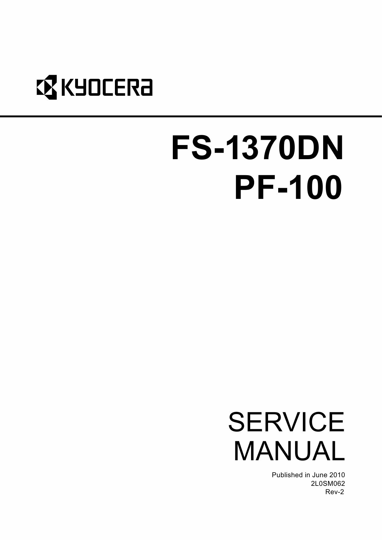 KYOCERA LaserPrinter FS-1370DN PF-100 Parts and Service Manual-1